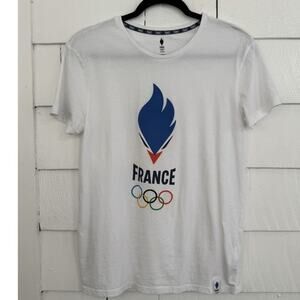 France Paris 2024 Olympic Games T-Shirt Adult Small Olympic Rings Torch Graphic